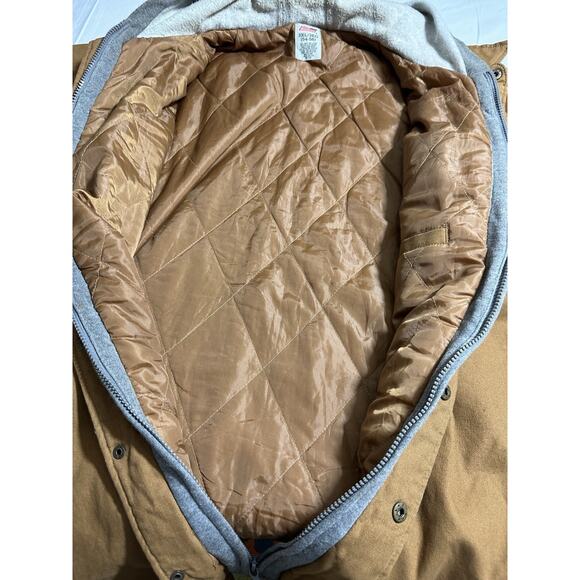Genuine Dickies Fleece Hooded Snap/Zip Up Duck Shirt Jacket Brown Men’s 3XL - Picture 7 of 12